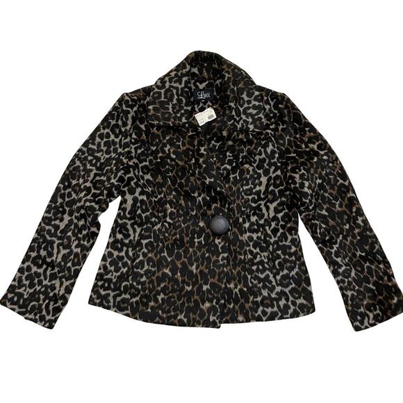 Luii XL Leopard Animal Print Jacket | French Boutique Style, Old Money, Snap NWT - Picture 4 of 12
